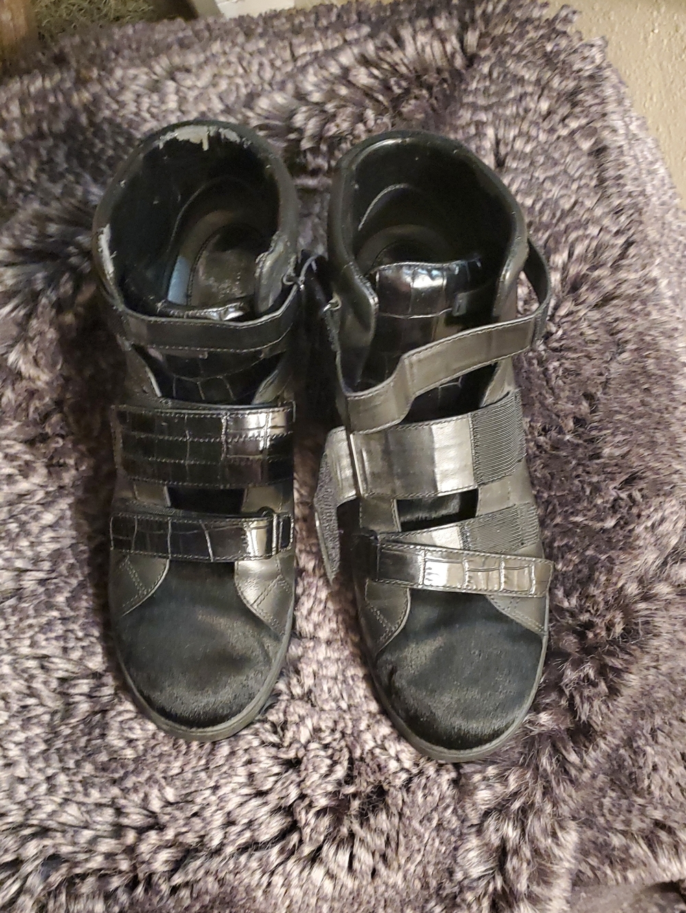 Michael Kors Black Strappy Wedge Booties